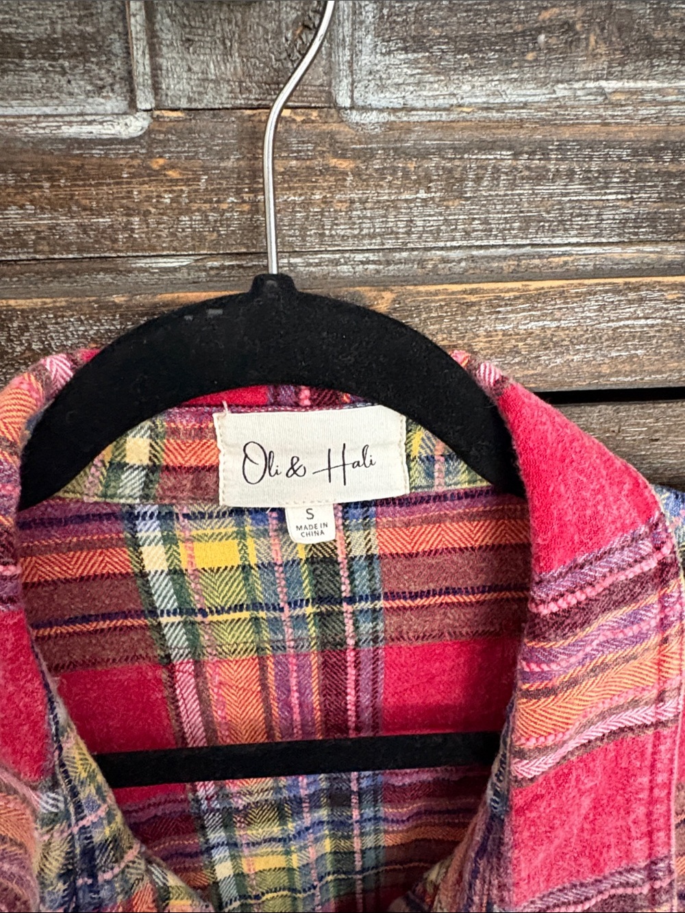 Oli & Hali Multicolor Plaid Button-Down Shirt with Crochet Star - Picture 2 of 8